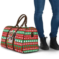 Christmas Dogs Travel Bag with Santa Hats and Red Green Holiday Pattern - Wonder Print Shop