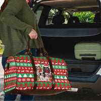 Christmas Dogs Travel Bag with Santa Hats and Red Green Holiday Pattern - Wonder Print Shop