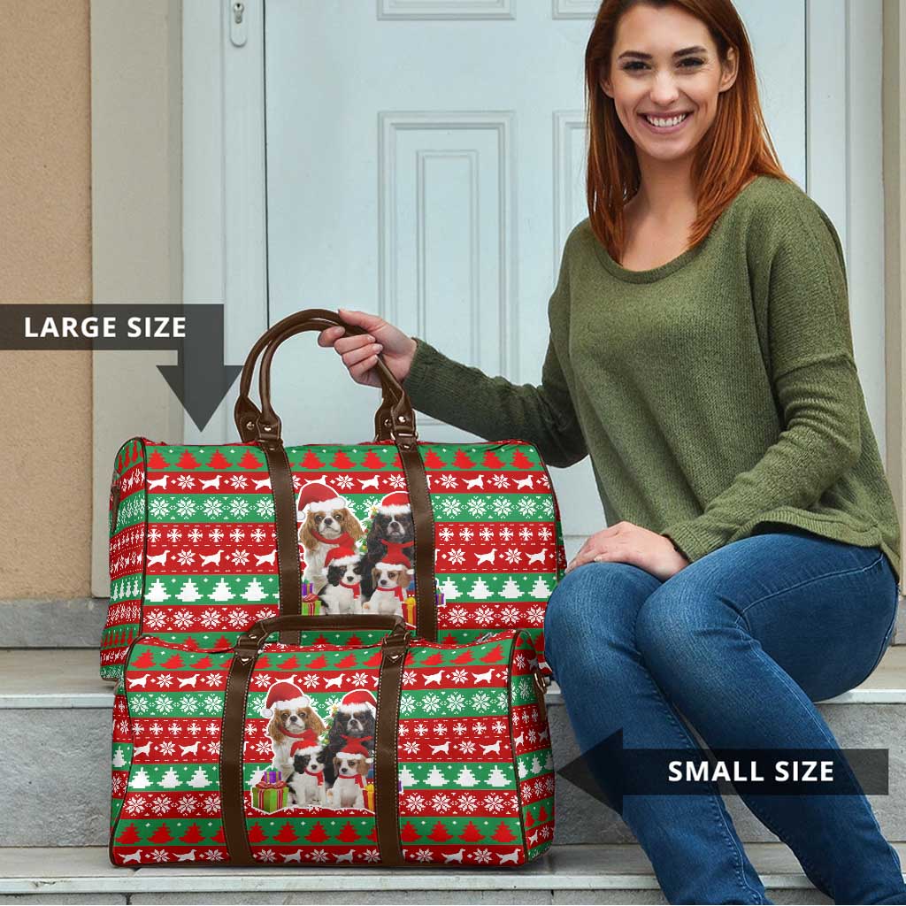 Christmas Dogs Travel Bag with Santa Hats and Red Green Holiday Pattern - Wonder Print Shop