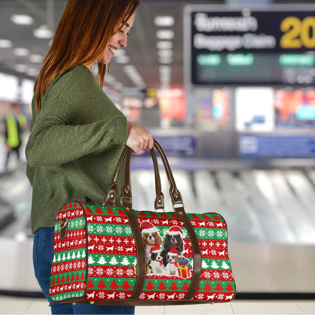 Christmas Dogs Travel Bag with Santa Hats and Red Green Holiday Pattern - Wonder Print Shop