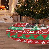 Christmas Dogs Tree Skirt with Santa Hats and Red Green Holiday Pattern - Wonder Print Shop