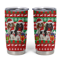 Christmas Dogs Tumbler Cup with Santa Hats and Red Green Holiday Pattern - Wonder Print Shop