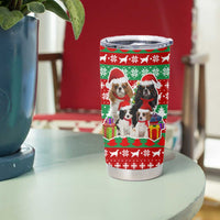Christmas Dogs Tumbler Cup with Santa Hats and Red Green Holiday Pattern - Wonder Print Shop