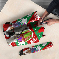 Christmas Dogs Umbrella with Santa Hats and Red Green Holiday Pattern - Wonder Print Shop
