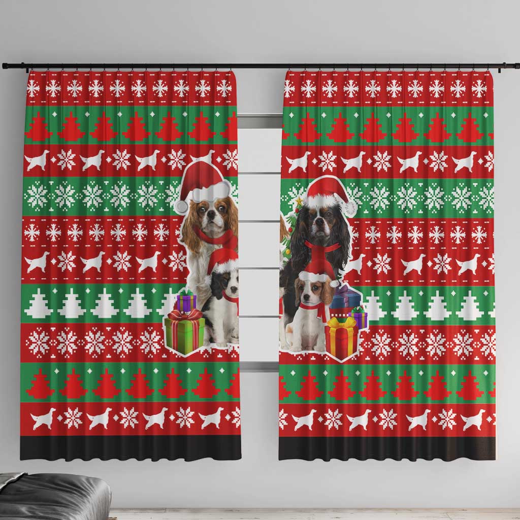 Christmas Dogs Window Curtain with Santa Hats and Red Green Holiday Pattern - Wonder Print Shop