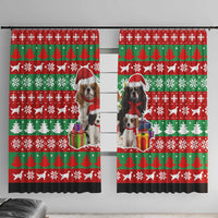 Christmas Dogs Window Curtain with Santa Hats and Red Green Holiday Pattern - Wonder Print Shop