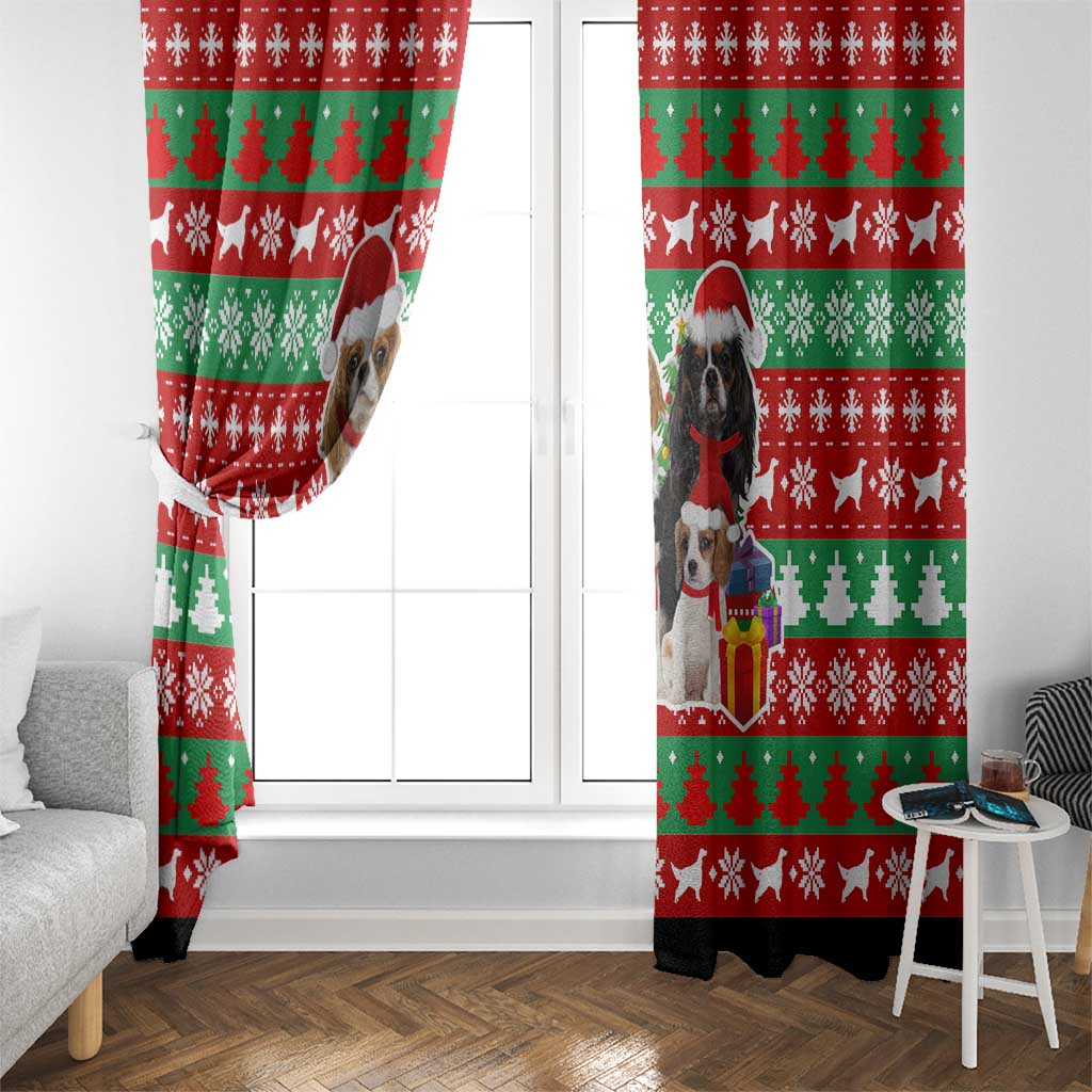 Christmas Dogs Window Curtain with Santa Hats and Red Green Holiday Pattern - Wonder Print Shop