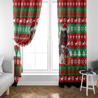 Christmas Dogs Window Curtain with Santa Hats and Red Green Holiday Pattern - Wonder Print Shop