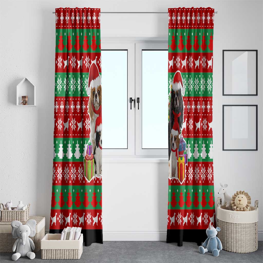 Christmas Dogs Window Curtain with Santa Hats and Red Green Holiday Pattern - Wonder Print Shop
