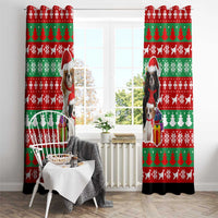 Christmas Dogs Window Curtain with Santa Hats and Red Green Holiday Pattern - Wonder Print Shop