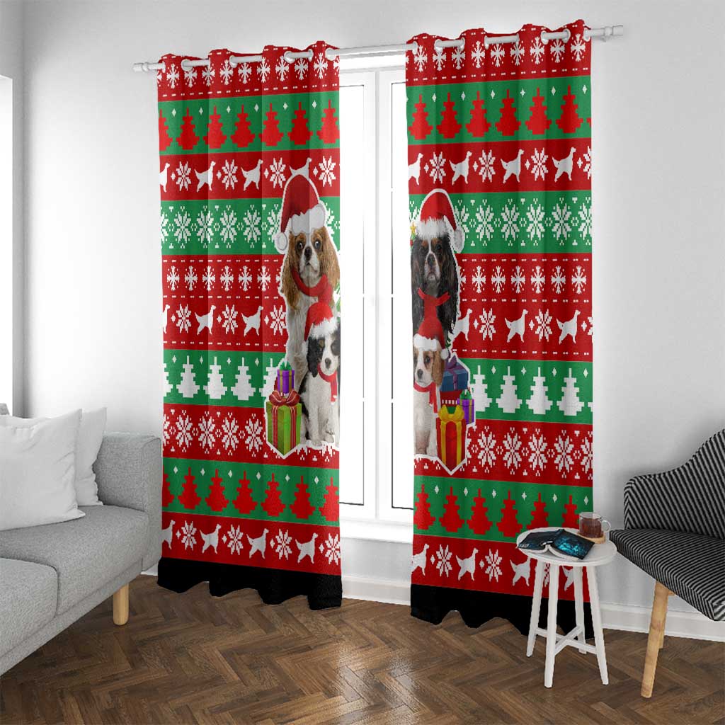 Christmas Dogs Window Curtain with Santa Hats and Red Green Holiday Pattern - Wonder Print Shop
