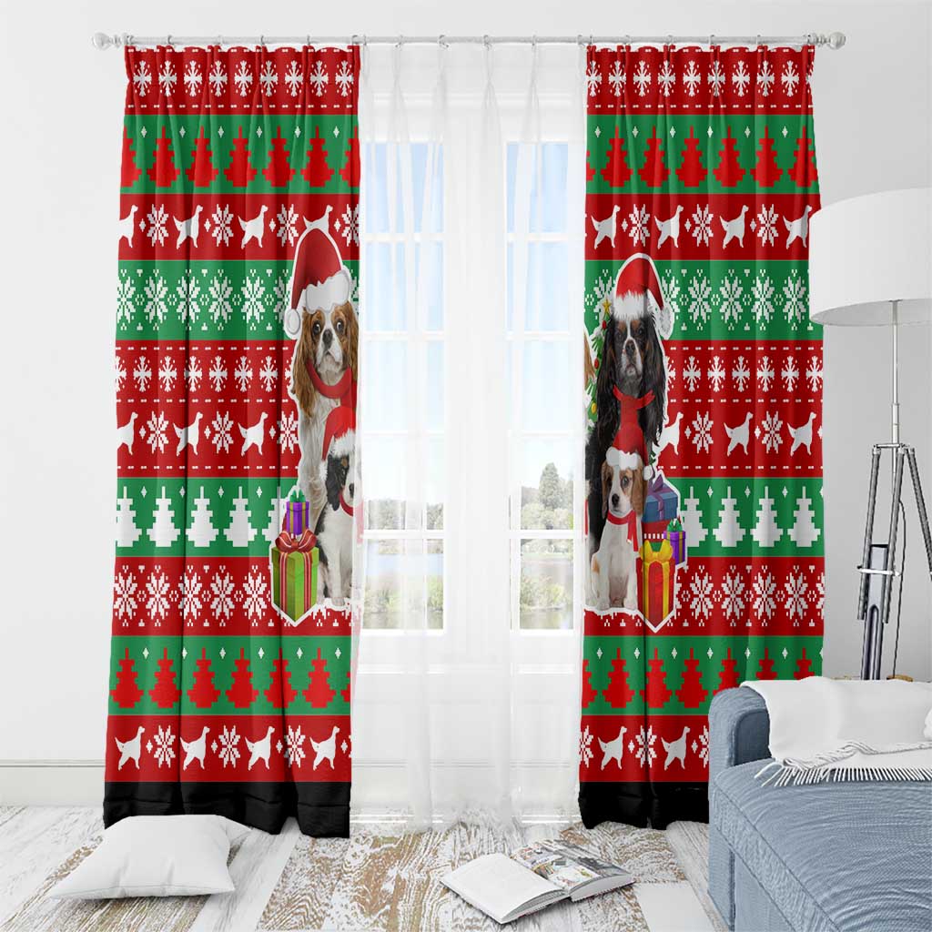 Christmas Dogs Window Curtain with Santa Hats and Red Green Holiday Pattern - Wonder Print Shop