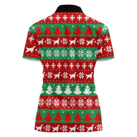 Christmas Dogs Women Polo Shirt with Santa Hats and Red Green Holiday Pattern - Wonder Print Shop