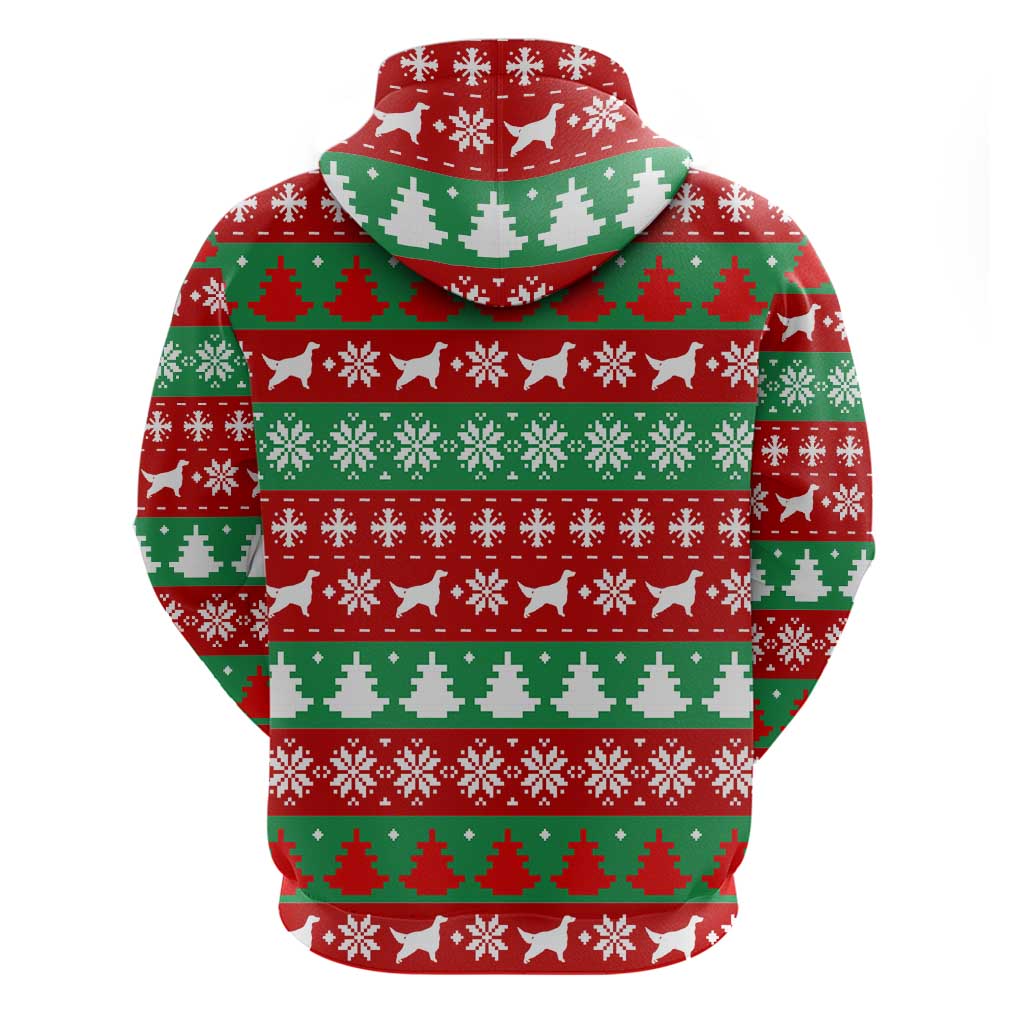 Christmas Dogs Zip Hoodie with Santa Hats and Red Green Holiday Pattern - Wonder Print Shop