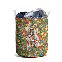 Christmas Dogs Laundry Basket with Santa Hats and Festive Ornament Pattern - Wonder Print Shop