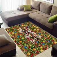 Christmas Dogs Area Rug with Santa Hats and Festive Ornament Pattern - Wonder Print Shop