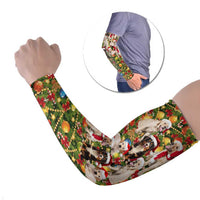 Christmas Dogs Arm Sleeves with Santa Hats and Festive Ornament Pattern - Wonder Print Shop