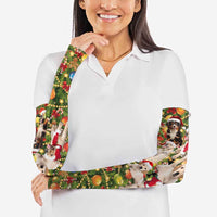Christmas Dogs Arm Sleeves with Santa Hats and Festive Ornament Pattern - Wonder Print Shop