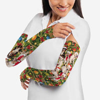 Christmas Dogs Arm Sleeves with Santa Hats and Festive Ornament Pattern - Wonder Print Shop