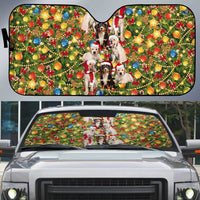 Christmas Dogs Auto Sun Shade with Santa Hats and Festive Ornament Pattern - Wonder Print Shop
