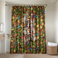 Christmas Dogs Bathroom Set with Santa Hats and Festive Ornament Pattern - Wonder Print Shop