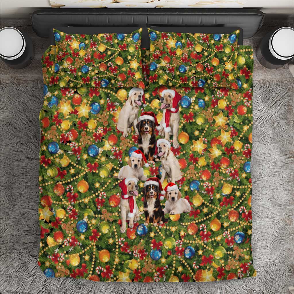 Christmas Dogs Bedding Set with Santa Hats and Festive Ornament Pattern - Wonder Print Shop