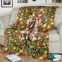 Christmas Dogs Blanket with Santa Hats and Festive Ornament Pattern - Wonder Print Shop
