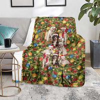 Christmas Dogs Blanket with Santa Hats and Festive Ornament Pattern - Wonder Print Shop