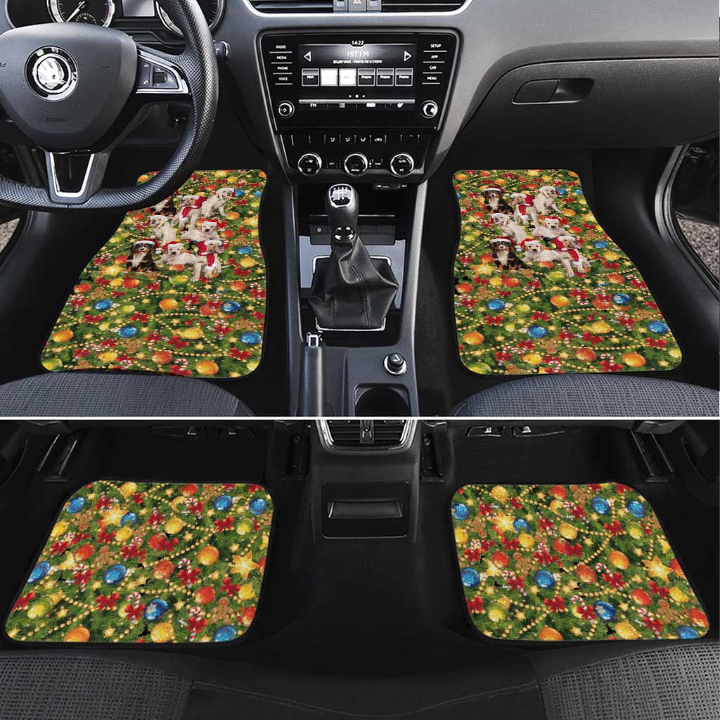 Christmas Dogs Car Mats with Santa Hats and Festive Ornament Pattern - Wonder Print Shop