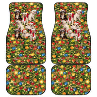 Christmas Dogs Car Mats with Santa Hats and Festive Ornament Pattern - Wonder Print Shop