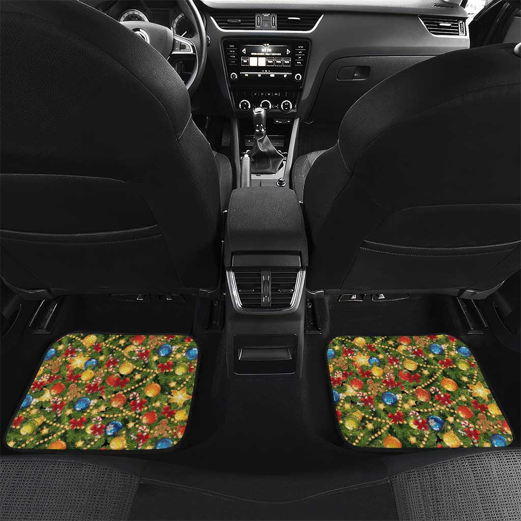 Christmas Dogs Car Mats with Santa Hats and Festive Ornament Pattern - Wonder Print Shop