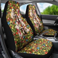 Christmas Dogs Car Seat Cover with Santa Hats and Festive Ornament Pattern - Wonder Print Shop