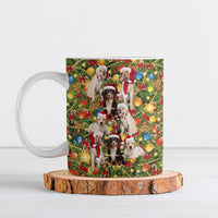 Christmas Dogs Ceramic Mug with Santa Hats and Festive Ornament Pattern - Wonder Print Shop