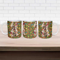 Christmas Dogs Ceramic Mug with Santa Hats and Festive Ornament Pattern - Wonder Print Shop