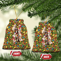 Christmas Dogs Ceramic Ornament with Santa Hats and Festive Ornament Pattern - Wonder Print Shop