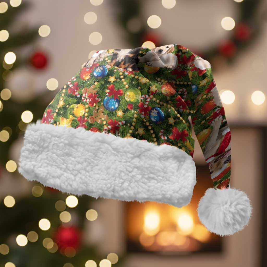 Christmas Dogs Christmas Santa Hat with Santa Hats and Festive Ornament Pattern - Wonder Print Shop