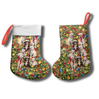 Christmas Dogs Christmas Stocking with Santa Hats and Festive Ornament Pattern - Wonder Print Shop