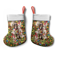 Christmas Dogs Christmas Stocking with Santa Hats and Festive Ornament Pattern - Wonder Print Shop