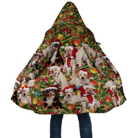Christmas Dogs Cloak with Santa Hats and Festive Ornament Pattern - Wonder Print Shop