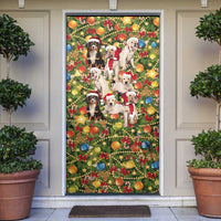 Christmas Dogs Door Cover with Santa Hats and Festive Ornament Pattern - Wonder Print Shop