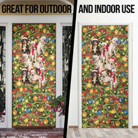 Christmas Dogs Door Cover with Santa Hats and Festive Ornament Pattern - Wonder Print Shop
