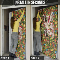 Christmas Dogs Door Cover with Santa Hats and Festive Ornament Pattern - Wonder Print Shop