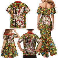 Christmas Dogs Family Matching Mermaid Dress and Hawaiian Shirt with Santa Hats and Festive Ornament Pattern - Wonder Print Shop