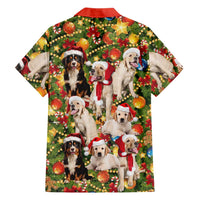 Christmas Dogs Family Matching Mermaid Dress and Hawaiian Shirt with Santa Hats and Festive Ornament Pattern - Wonder Print Shop