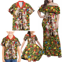 Christmas Dogs Family Matching Off Shoulder Maxi Dress and Hawaiian Shirt with Santa Hats and Festive Ornament Pattern - Wonder Print Shop