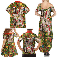Christmas Dogs Family Matching Summer Maxi Dress and Hawaiian Shirt with Santa Hats and Festive Ornament Pattern - Wonder Print Shop