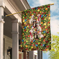 Christmas Dogs Garden Flag with Santa Hats and Festive Ornament Pattern - Wonder Print Shop