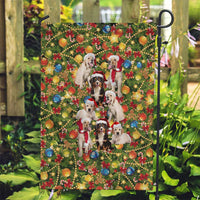 Christmas Dogs Garden Flag with Santa Hats and Festive Ornament Pattern - Wonder Print Shop