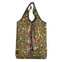 Christmas Dogs Grocery Bag with Santa Hats and Festive Ornament Pattern - Wonder Print Shop