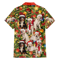Christmas Dogs Hawaiian Shirt with Santa Hats and Festive Ornament Pattern - Wonder Print Shop